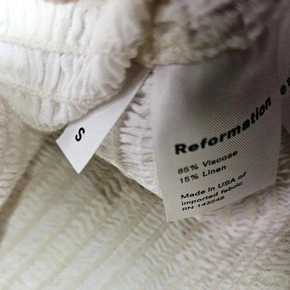 Reformation Gala Top Boho Cropped Lenin Blend Oat  White Sz Small - Picture 5 of 9